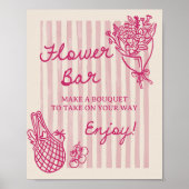 Van de markt handgetekende bruidsshower bloemenbar poster (Voorkant)