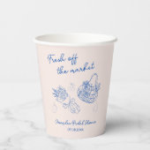 Van de Markt Tekening Bruidsdouche Handgetekend Papieren Bekers (Achterkant)