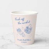 Van de Markt Tekening Bruidsdouche Handgetekend Papieren Bekers (Voorkant)