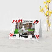 van de Moederdag Cat Red en Black Meow Kaart (Gele Bloem)