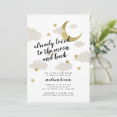 Van de Moon en het Achterste Baby shower Goud Kaart (Staand voorkant)