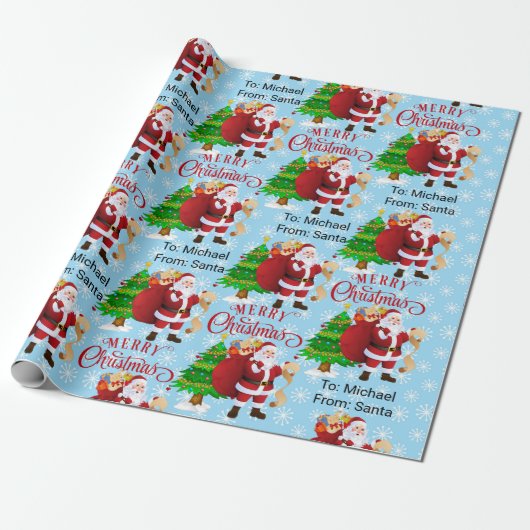 Van de naam van het kerstkind: Merry kerstwrapping Cadeaupapier (Uitgerold)