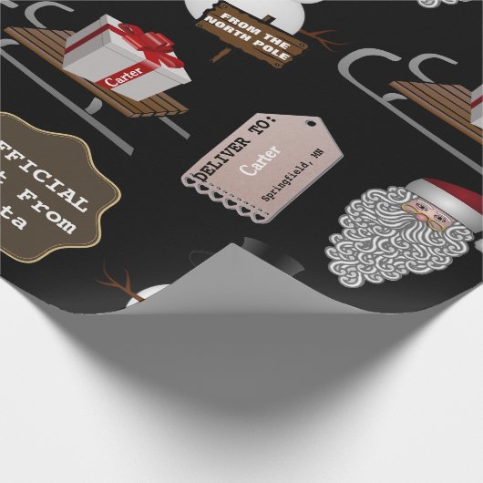 Van de Noordpool de Aangepaste Kerstman Cadeaupapier (Hoek)