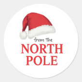 Van de Noordpool Kerststicker | Kerstmannenhoed Ronde Sticker (Voorkant)