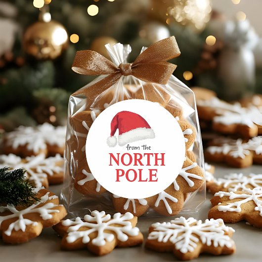 Van de Noordpool Kerststicker | Kerstmannenhoed Ronde Sticker
