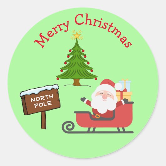 Van de Noordpool Santa Merry-kerstboom voor Kind Ronde Sticker (Voorkant)