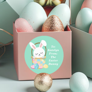 Van de paashaas Schattigee pastelgroene Kinder cad Ronde Sticker