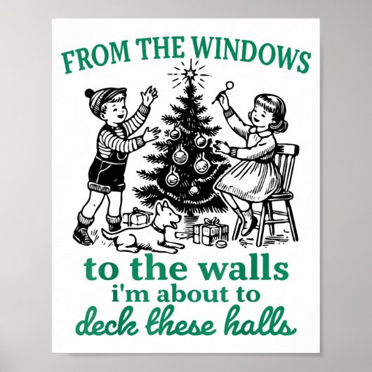 Van de ramen naar de muren leuke kerstboom poster (Voorkant)