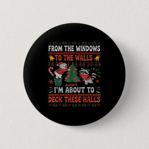 Van de ramen naar de muren Wasbeer Kerstmis Ug Ronde Button 5,7 Cm