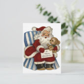 Van de "Retro Kerstman met Teddybeer" Kerstmis Feestdagenkaart (Staand voorkant)