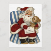 Van de "Retro Kerstman met Teddybeer" Kerstmis Feestdagenkaart (Voorkant)
