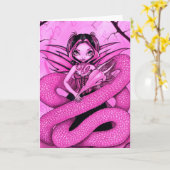 Van de "roze Fee van de Draak" het Wenskaart Kaart (Gele Bloem)