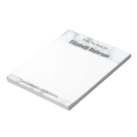 Van de Sjabloon van het bureau Elegant Faux White  Notitieblok (Linkerzijde)