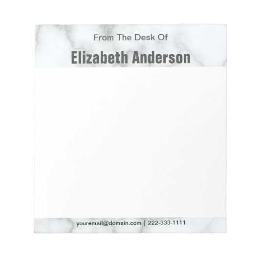 Van de Sjabloon van het bureau Elegant Faux White  Notitieblok (Voorkant)