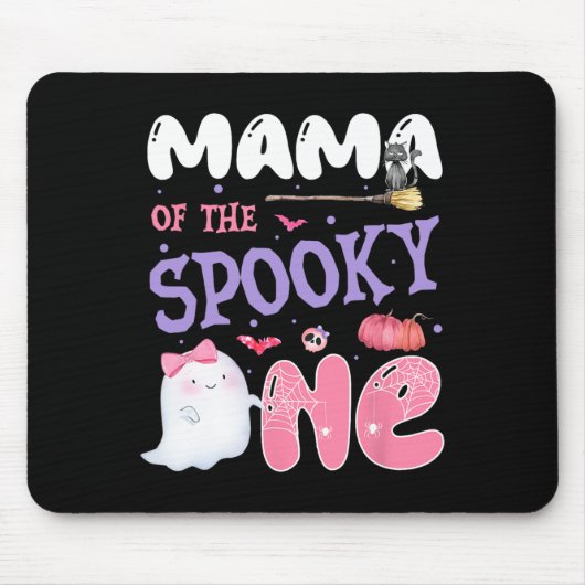 Van de Spooky One 1st Birthday Halloween Pink Ghos Muismat (Voorkant)