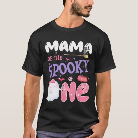 Van de Spooky One 1st Birthday Halloween Pink Ghos T-shirt (Voorkant)