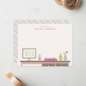 Van de Stationery - Magenta Notitiekaartje (Voorkant / Achterkant in situ)