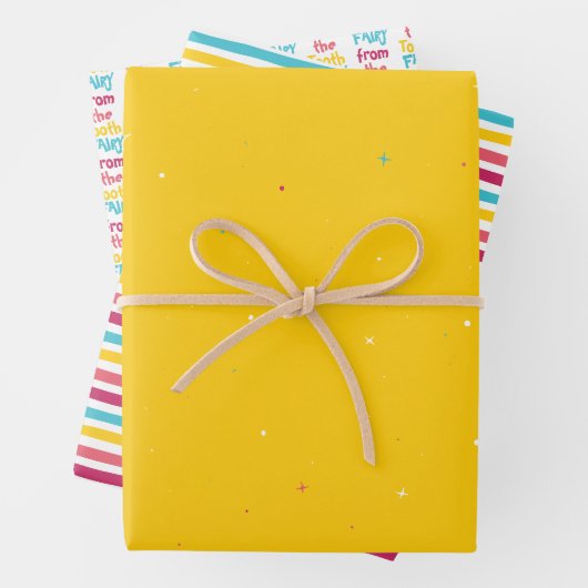 Van de Tandenfee, Sterren & Gestreept Snoep Inpakpapier Vel (In situ)