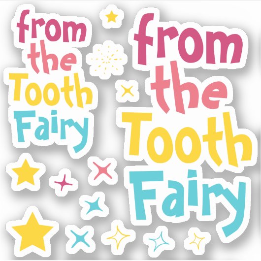 "Van de tandenfee" Sterren & Sparkle Stickers (Voorkant)