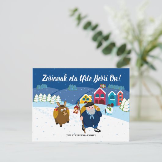 Van de tekst Baskische Kerstmis Olentzero van de Feestdagenkaart (Staand voorkant)