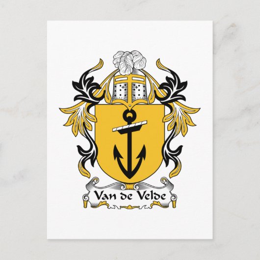 Van de Velde Family Crest Briefkaart (Voorkant)