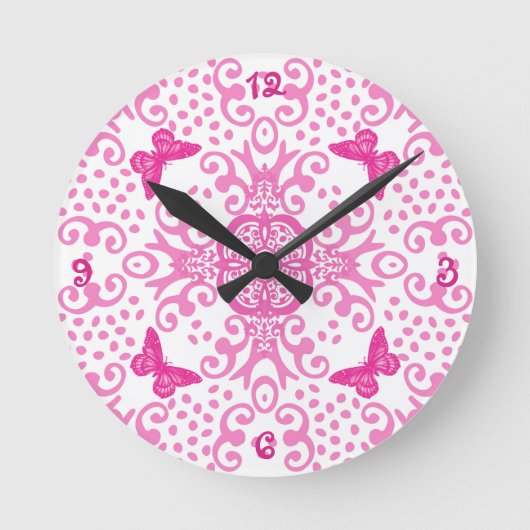 Van de vlinder het Roze 'n Wit van het Medaillon Ronde Klok (Voorkant)