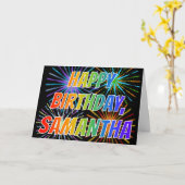 Van de voornaam de "SAMANTHA" Pret "GELUKKIGE Kaart (Gele Bloem)