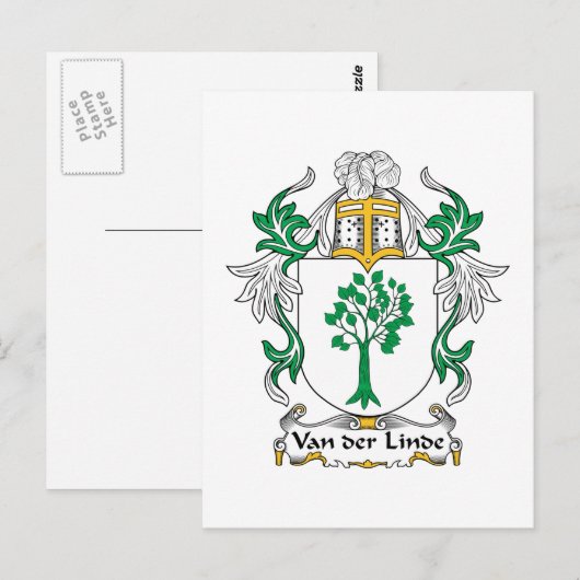 Van der Linde Family Crest Briefkaart (Voorkant / Achterkant)