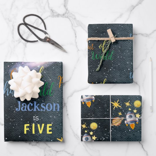 Van deze wereld avontuurlijke kinderverjaardag inpakpapier vel (Voorkant)