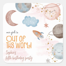 Van deze wereld avontuurlijke kinderverjaardag vierkante sticker