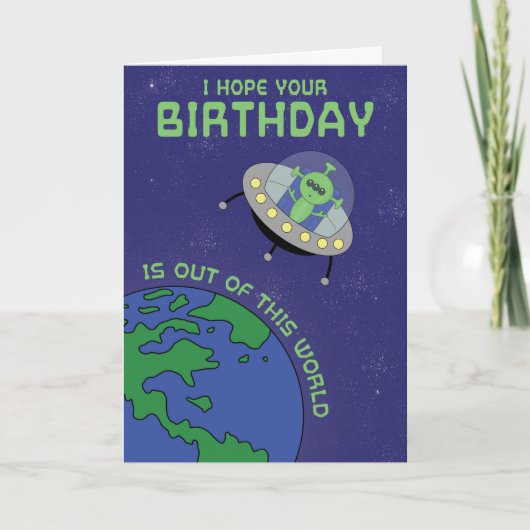 van deze wereld een Alien Birthday-kaart Kaart (Voorkant)