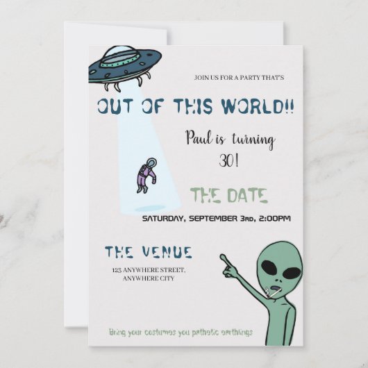 Van deze 'World Adult Alien Birthday'-uitnodiging Kaart (Voorkant)