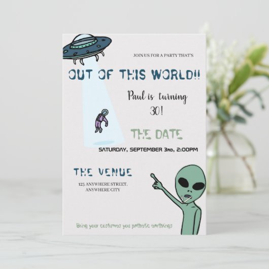 Van deze 'World Adult Alien Birthday'-uitnodiging Kaart (Staand voorkant)