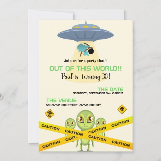 Van deze 'World Adult Alien Birthday'-uitnodiging Kaart (Voorkant)