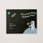 Van deze World Astronaut Birthday Party Invite Legpuzzel (Horizontaal)