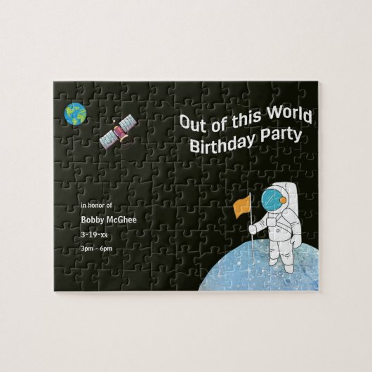 Van deze World Astronaut Birthday Party Invite Legpuzzel (Horizontaal)