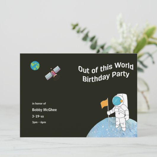 Van deze World Astronaut Birthday Party Kaart (Staand voorkant)