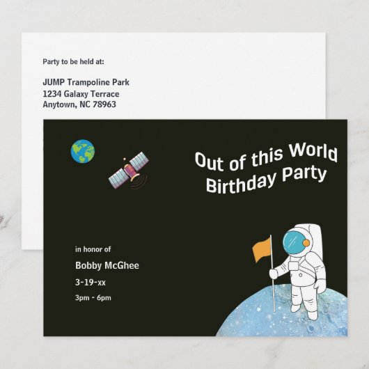 Van deze World Astronaut Birthday Party Kaart (Voorkant / Achterkant)