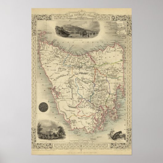 Van Diemens eiland of Tasmania Poster (Voorkant)
