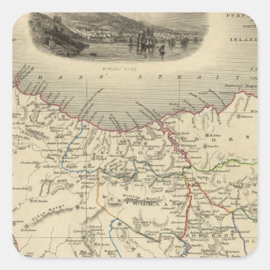 Van Diemens eiland of Tasmania Vierkante Sticker (Voorkant)