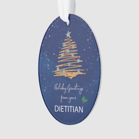 Van Dietitian Kerstboom op Navy  Ornament (voorkant)