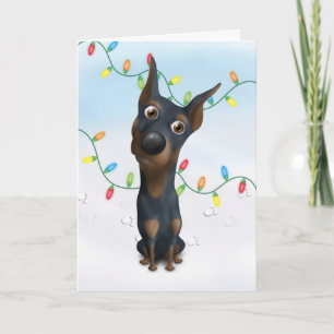 Van Doberman (Zwarte & Tan) Kerstmis DOB1 Feestdagen Kaart