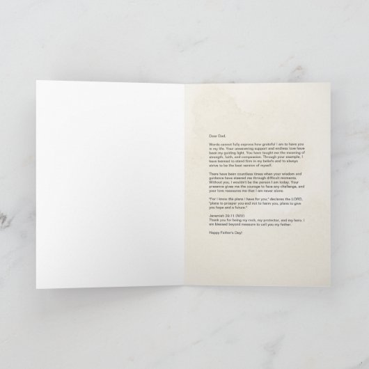 Van Dochter Aan Papa, 5" x 7" Vaderdag kaart (Binnen)
