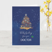 Van Doctor Christmas Tree op Navy Kaart (Gele Bloem)