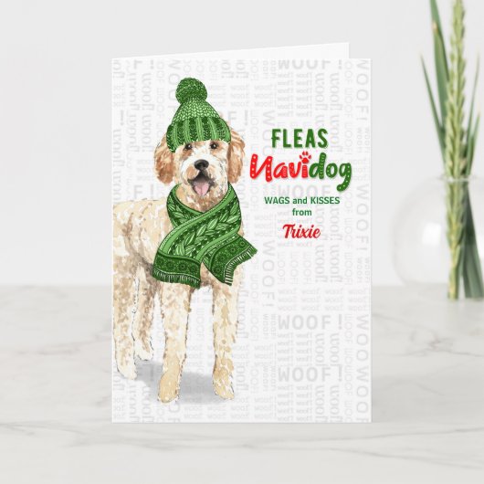 van Dog Funny Golden Doodle Feestdagen Kaart (Voorkant)