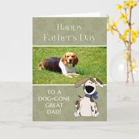 Van Dog op Vaderdag aangepaste foto Kaart (Gele Bloem)