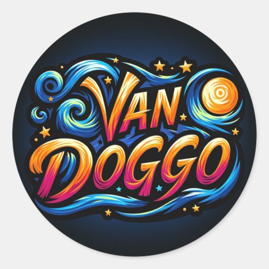 Van Doggo Logo Ronde Sticker (Voorkant)