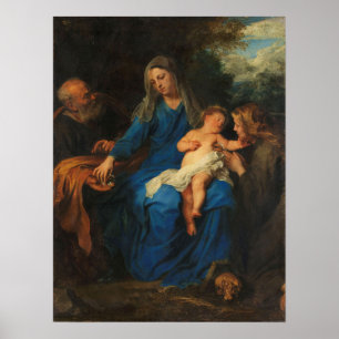 Van Dyck - De Heilige Familie met Mary Magdalene Poster