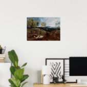 Van Dyck - Landschap bij zonsondergang met herder Poster (Thuiskantoor)