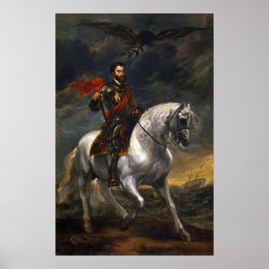 Van Dyck - Paardenportret van keizer Charles.. Poster (Voorkant)